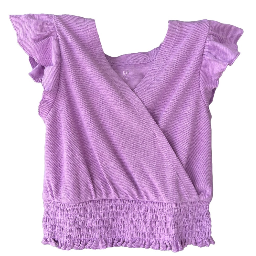 NWT GAP Kids Purple Ruffle Sleeve Top